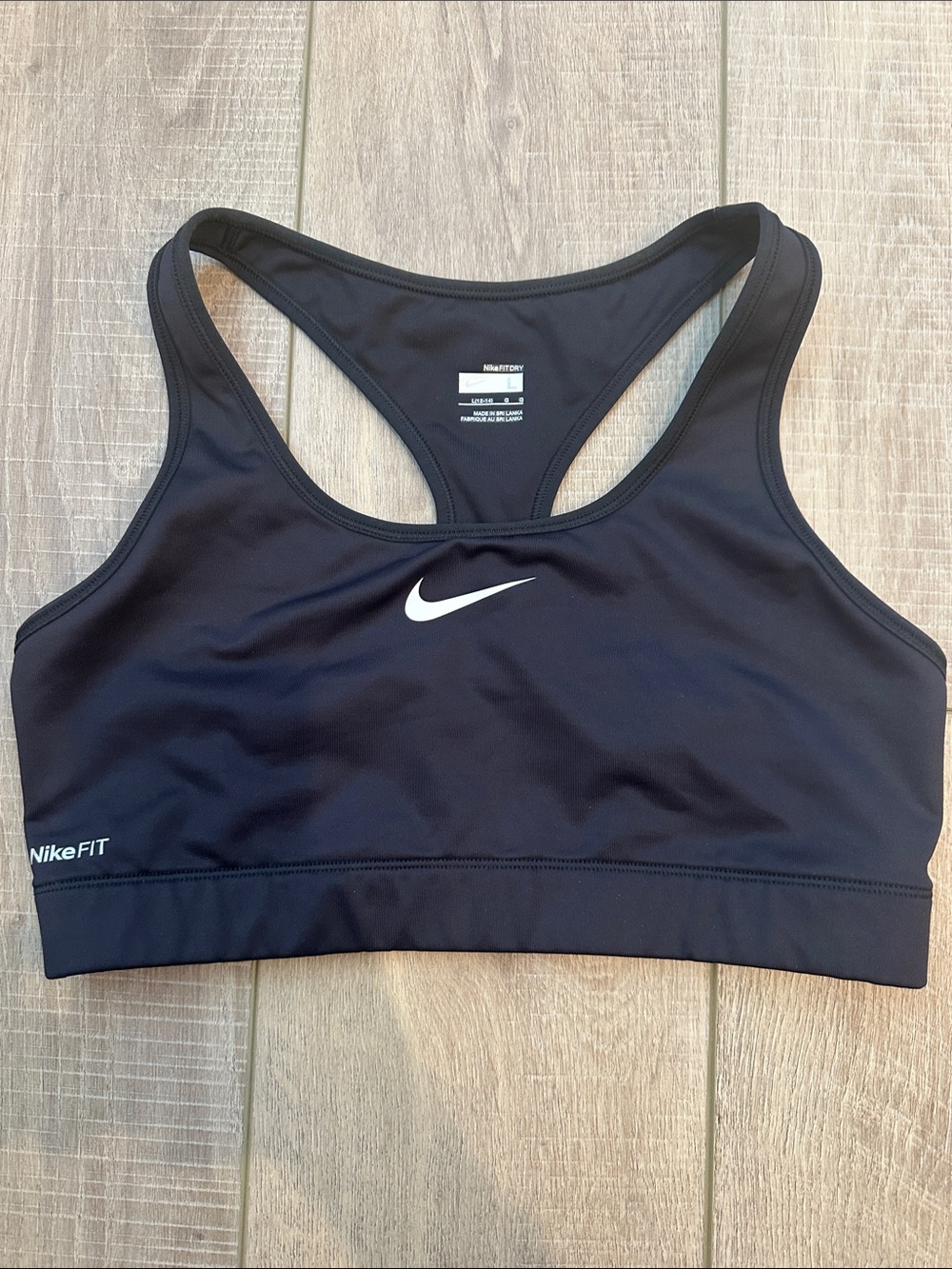 Nike Black and White Swoosh Racerback Sports Bra